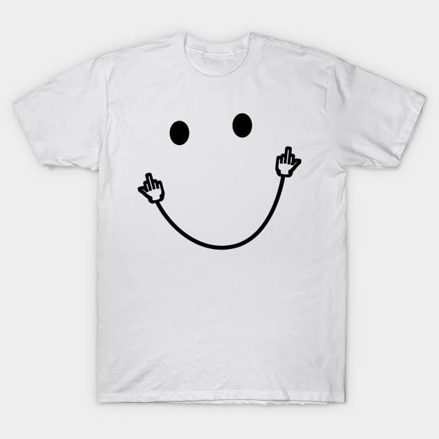 Smile Face Middle Finger Funny Sarcasm Meme Quote T-Shirt by StarMa